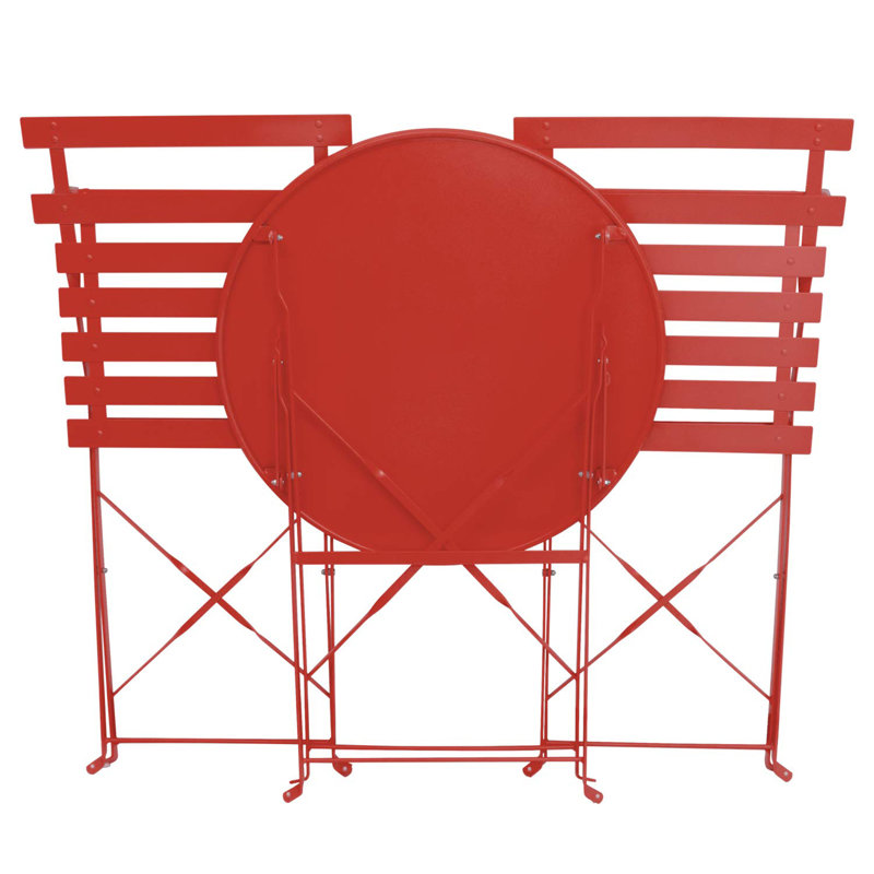 Eztli 2 - Person Patio Dining Set with Round Table , Cushions Included, Red