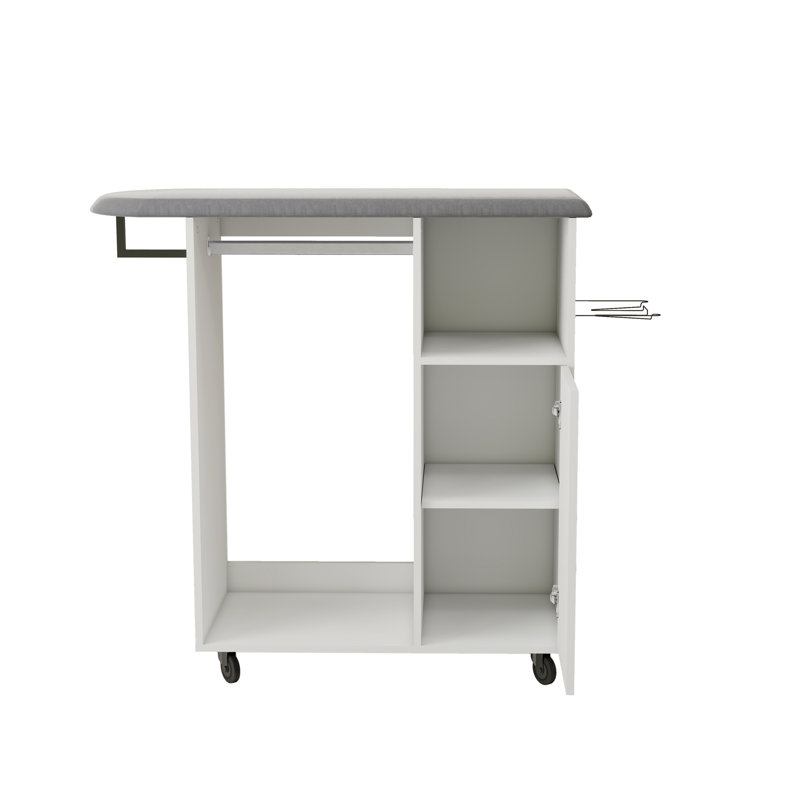 Chariot à repasser compact et moderne avec planche à roulettes, armoire polyvalente pour la lessive, la chambre à coucher et le vestiaire