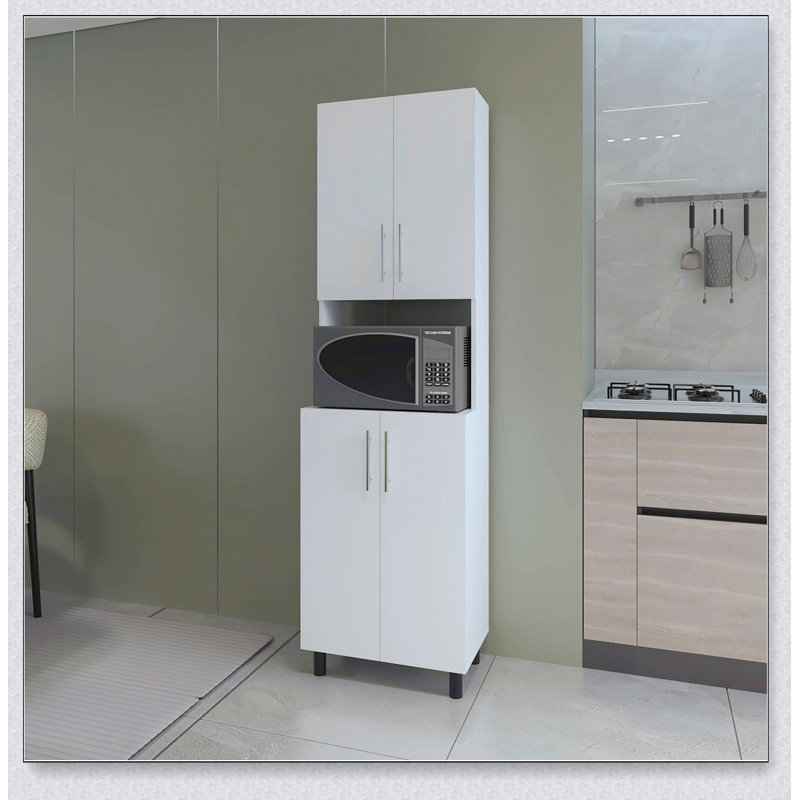 Double Cabinet Kitchen Pantry with Open and Concealed Storage, Perfect for Modern and Organized Kitchens