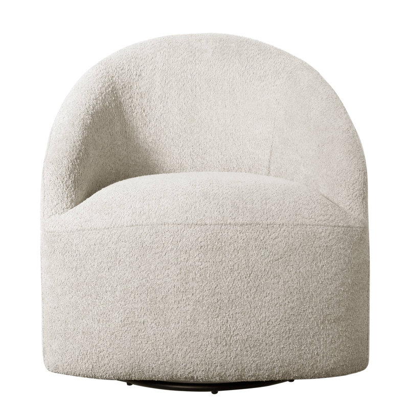 Bonn Upholstered Swivel Barrel Chair, Cream Polyester