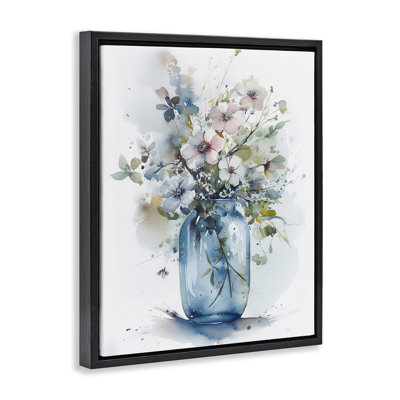  «Cherry Blossoms Country Jar», art mural encadré sur toile flottante par Incado