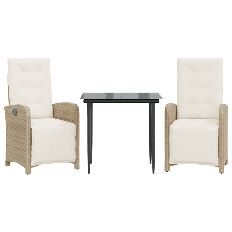 Ensemble bistro avec coussins Edwinn, H 29,1 po x l 31,5 po x P 31,5 po, Beige, 2