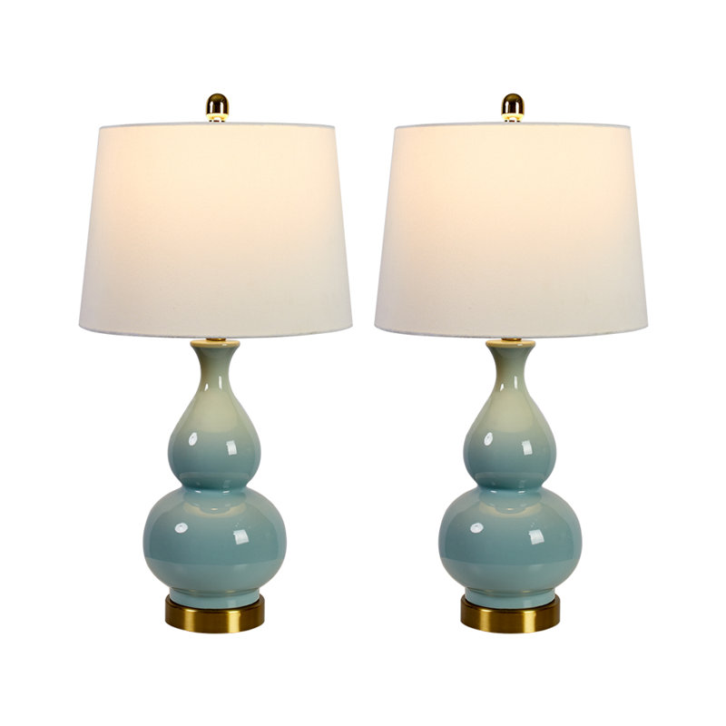 Conyers 26.5" Table Lamp Set with USB, Pale Blue/Greenish Seafoam