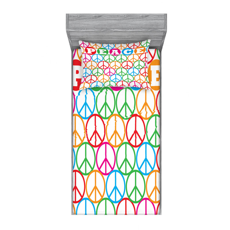 Microfiber Geometric Sheet Set, Twin XL Sheet Set with Fitted Sheet