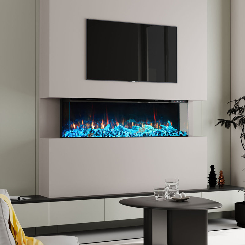 Ivy Bronx Black Electric Fireplace with 5120 BTU, 50cm H x 125cm W x 24cm D