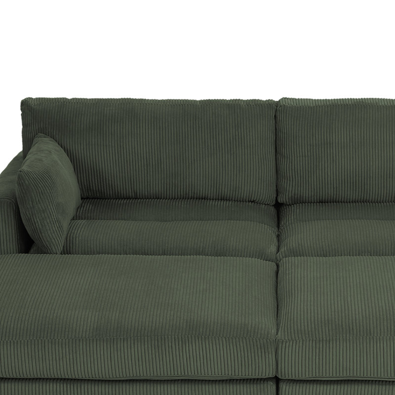 Stoneville Corduroy Sectional Symmetrical, Green Corduroy