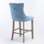 Ensemble de 2 tabourets de bar rembourrés en velours avec décoration capitonnée et pieds en bois-1348894498