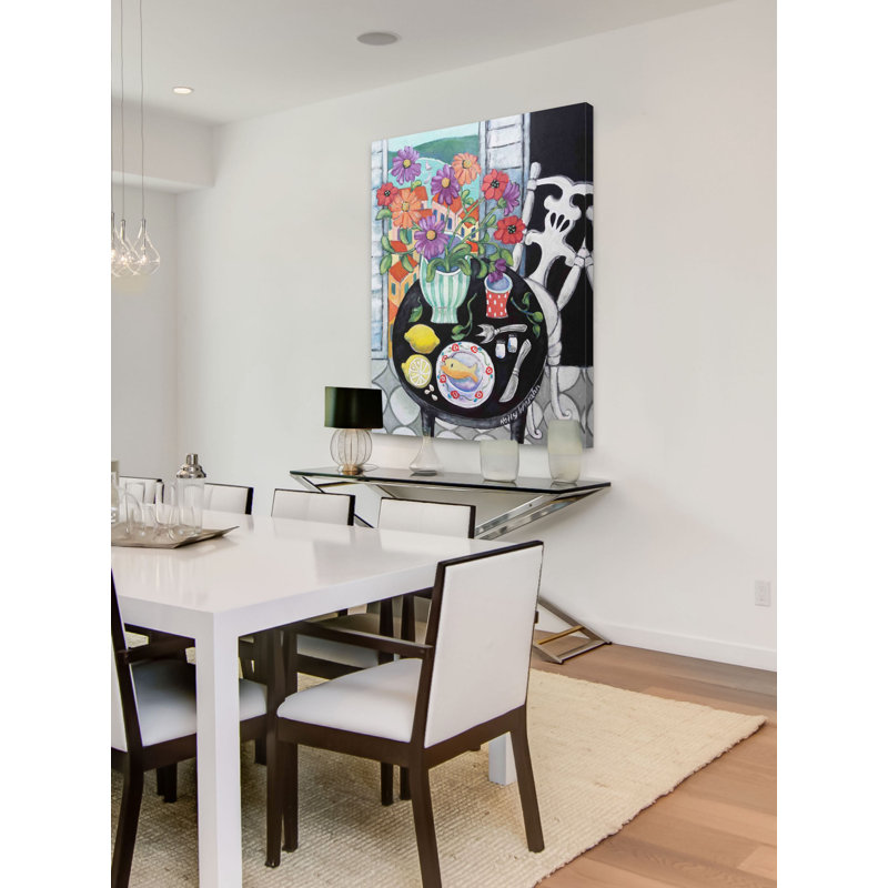 «Flowers Fish Dinner By The Sea», reproduction sur toile, H 30 po x l 20 po x P 1,5 po