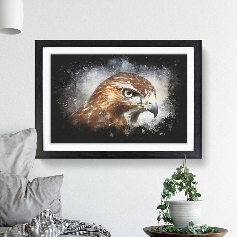 Hawk - Picture Frame Graphic Art Print, 62cm H x 87cm W x 2cm D, Black Framed