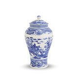 Spode Blue Italian Ginger Jar - Tall Gothic Castle, Blue & White