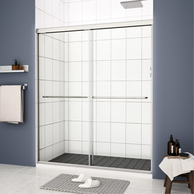 Porte de douche Bypass - 44-48 "X70", verre trempé, chromé, coulissant en douceur, film de protection anti-explosion 1/4 ", porte de salle de bain, fuite, facile à nettoyer, installation