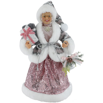 16" Pink & Gray Sequin Chevron Mrs. Claus