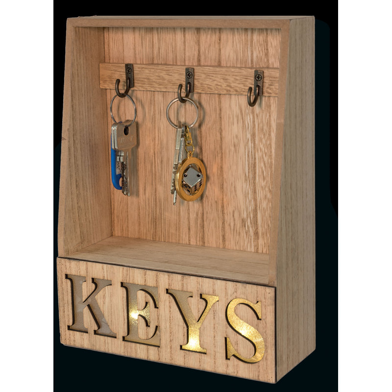 Manufactured Wood Wall Organizer with Key Hooks