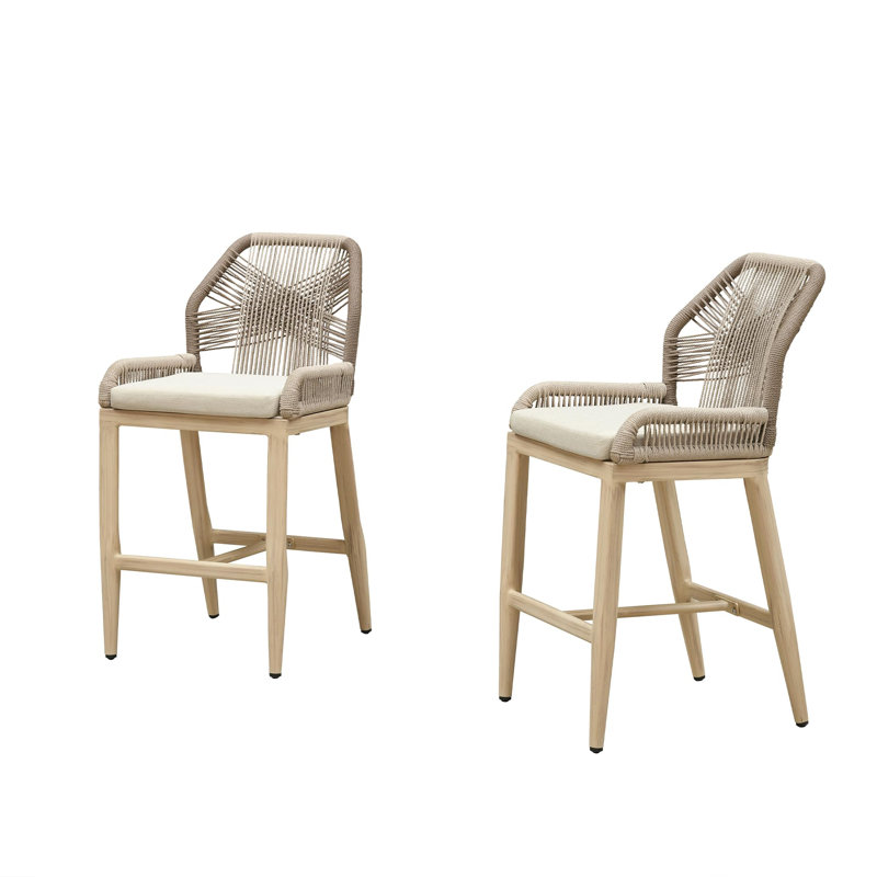 Ensemble de 2 chaises d'extérieur à hauteur de comptoir et tabouret de patio, Chêne pâle