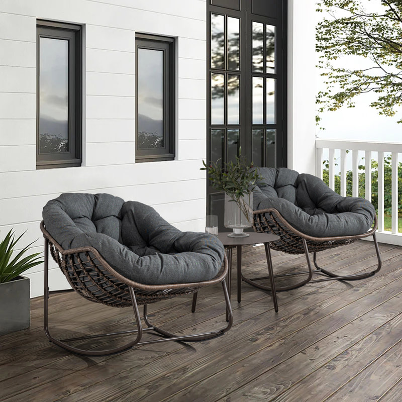 Fauteuil à bascule d'extérieur pour véranda, salon, terrasse, jardin, Gray
