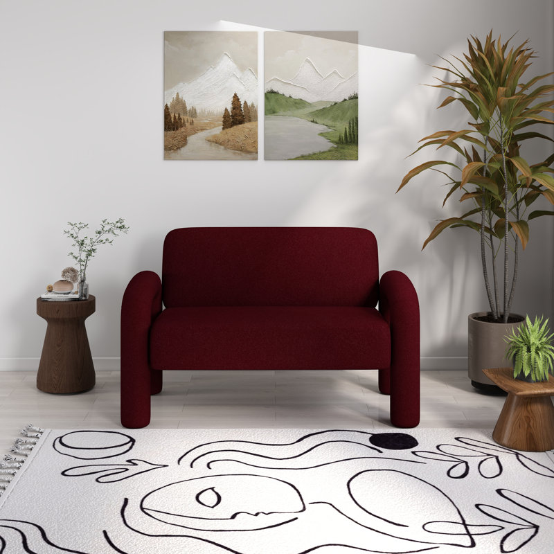 Iryanna Velvet 2-Seat Upholstered Loveseat, Red