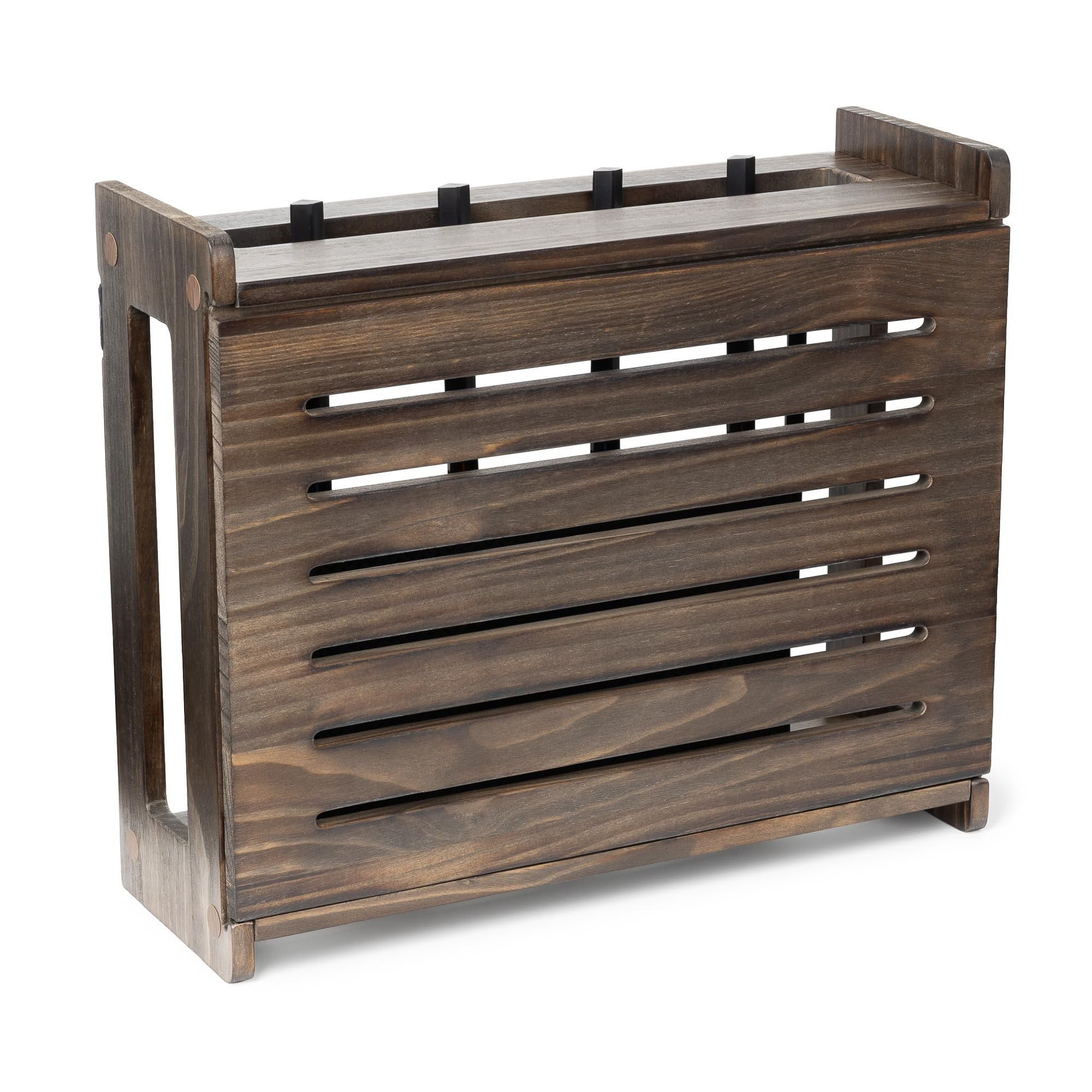 17 Stories Wall Mount Router Storage Box with Cable Management, Dark ...