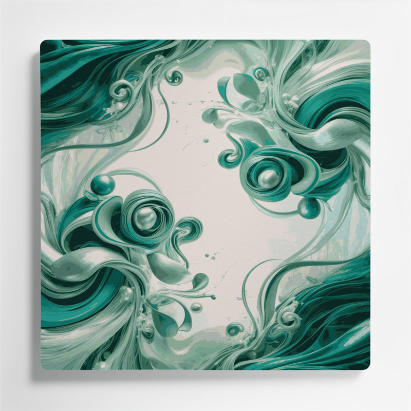 Art mural abstrait en métal vert 49, H 12 po x l 12 po