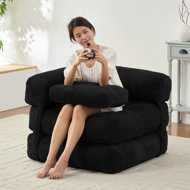 Boneless Multi-functional Folding Sofa Bed - Ergonomic Floor Lounger With Removable Cushions, hook & loop fastener Design & Breathable Fabric (space-saving Compressed Packaging, 34.3" Seat Depth)