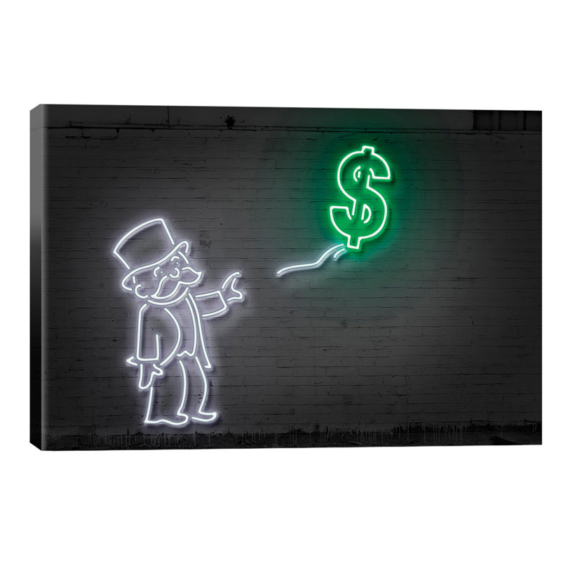 Rich Uncle Pennybags (aka Mr. Monopoly) With A Balloon by Octavian Mielu - Print on Canvas, 152.5 cm H x 101.5 cm W