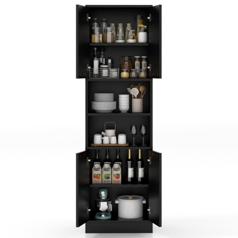 Armoire haute 75 po avec portes et tablettes, Noir