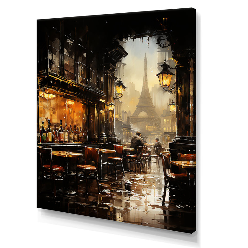 «Paris Cafe View Elegance - City Paris Wall Art», Toile tendue, 40" H x 30" W