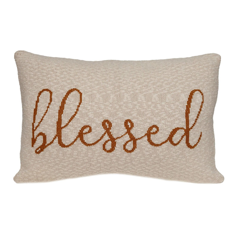 Blessed Transitional Beige Throw Pillow