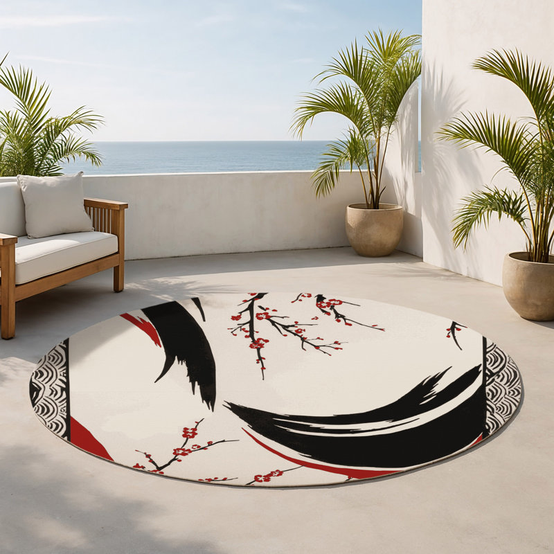 Tapis intérieur et extérieur Petal Harmony, Rond 5 pi