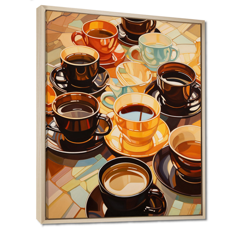 Jaffet Food Coffee Tea VI - Art sur toile, impression sur toile, H 32 po x l 24 po x P 1 po, Cadre flottant érable