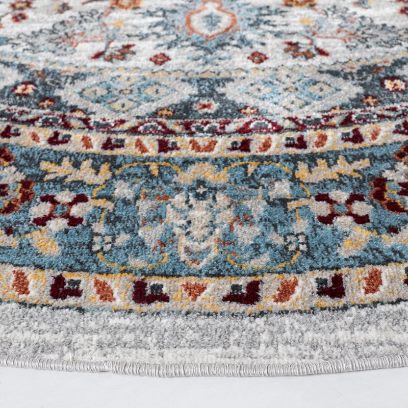 Bayside Performance Machine Washable Oriental Rug, Round 6'7"