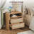23" Rattan Nightstand With Charging Station & 2 Drawers, Curved Wooden Bedside Table With Open Shelf-169441460