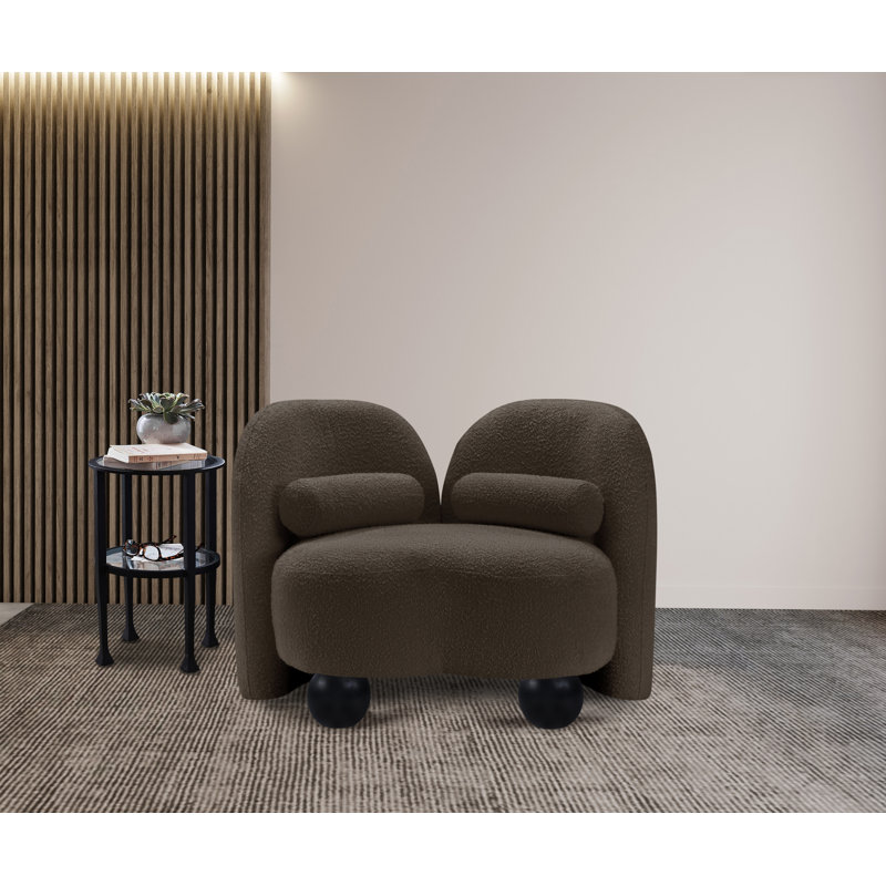 Daphne Upholstered Chair, Brown Boucle Fabric