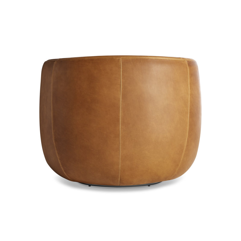 Council Leather Swivel Barrel Chair, Butterscotch Genuine Leather
