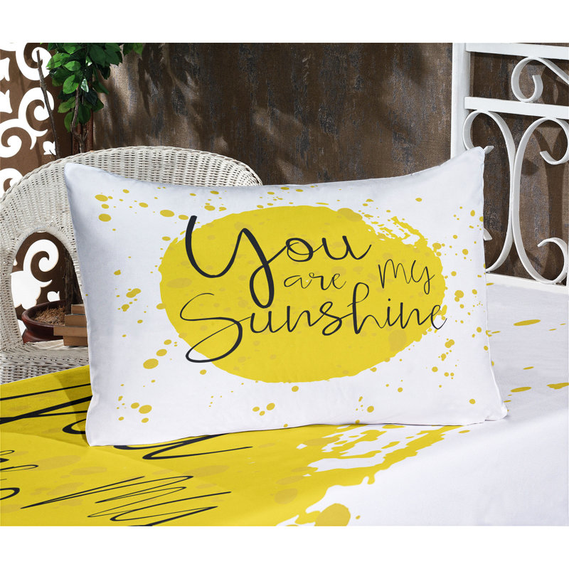 Drap-housse et taie décorative jaune Ambesonne, Ensemble de draps pour grand lit + 4 taies d'oreil