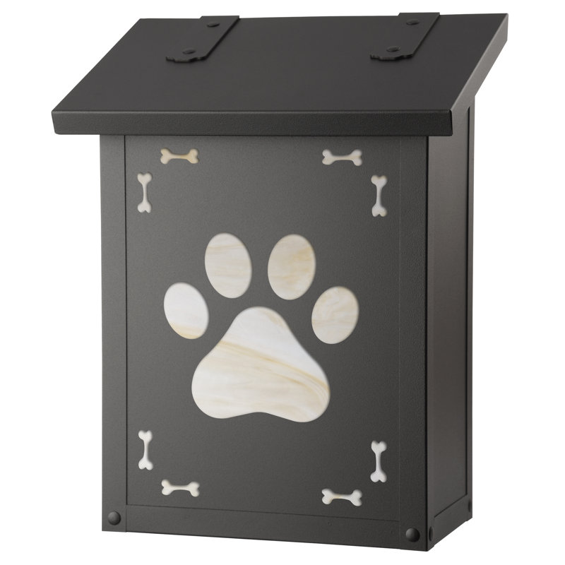 Boîte aux lettres murale Dog Paw, Blanc vaporeux, Noir texturé