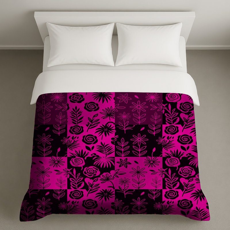 Pink Floral Patchwork Duvet Covers, King