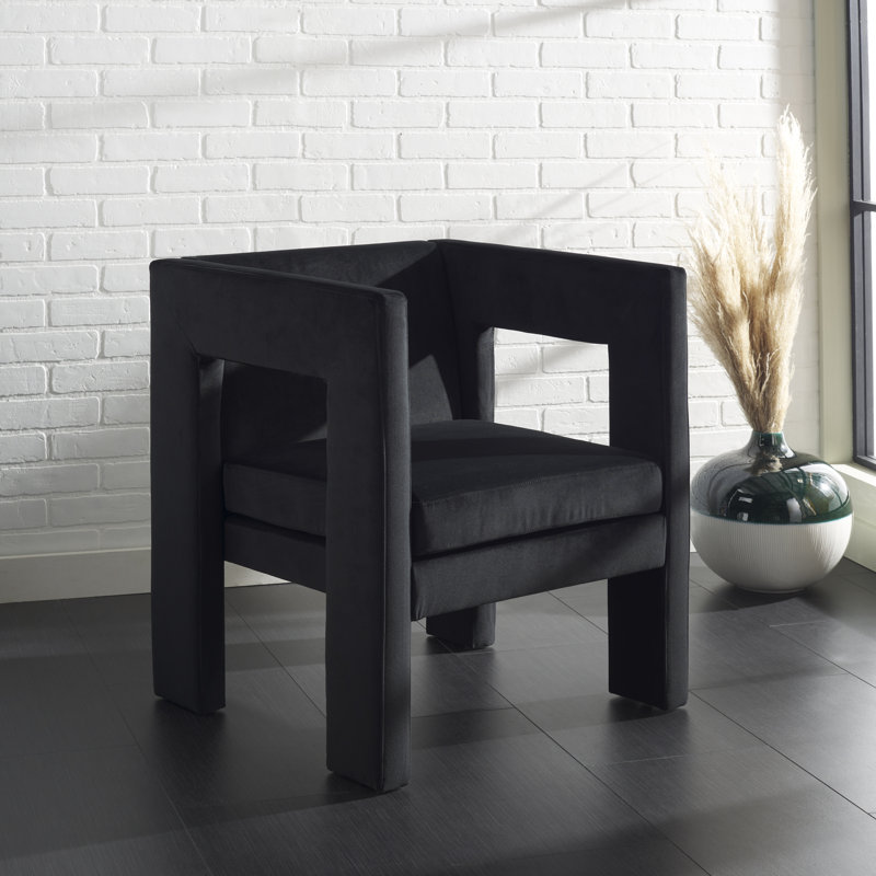 Fauteuil en velours 26 po Shikha, Noir