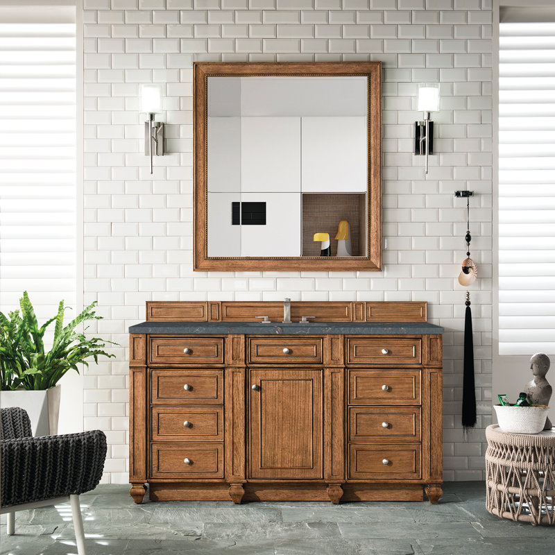 Bristol 60'' W Single Vanity, Saddle Brown, Parisien Bleu, 8" Widespread