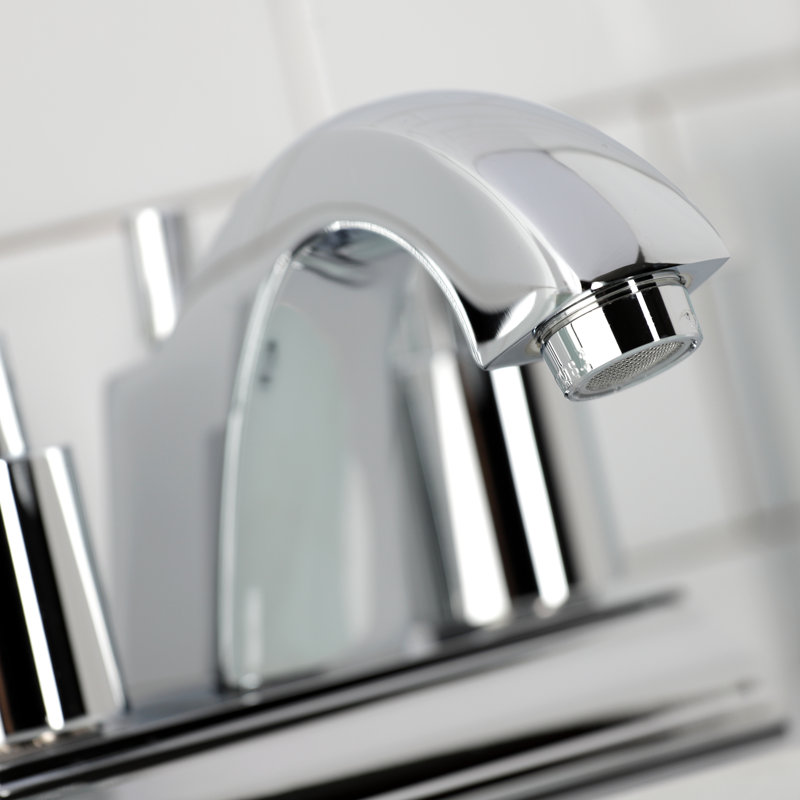 Robinet de salle de bain central à 4 poignées à 4 trous avec bonde escamotable Kingston, Chrome poli