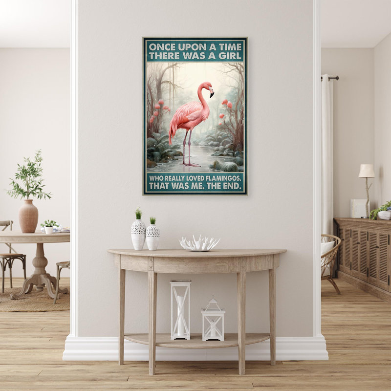 Qui a vraiment aimé les flamants roses - 1 pièce, reproduction d'art graphique sur toile tendue