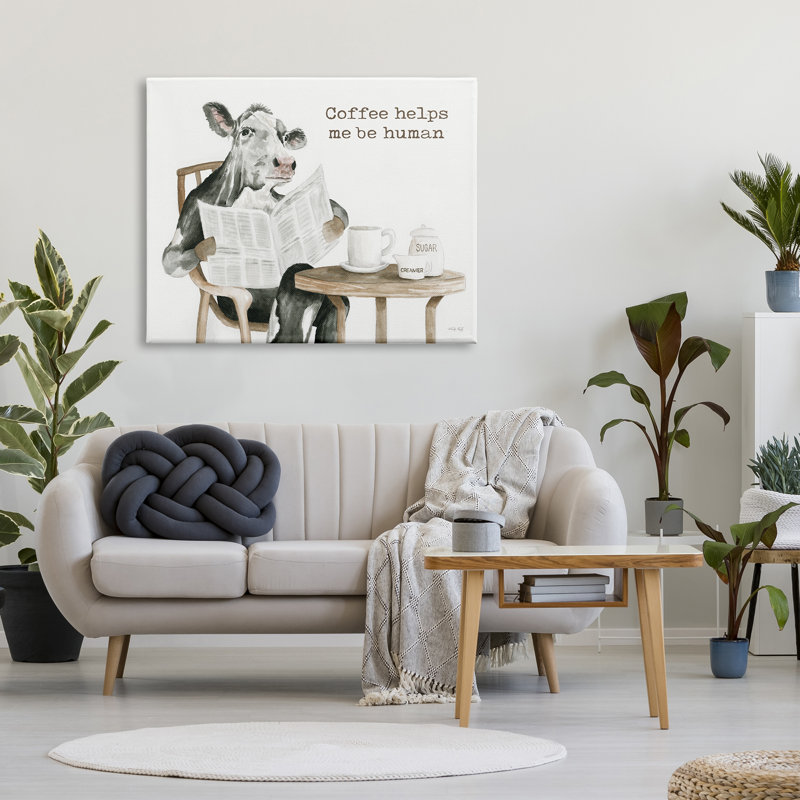 «Funny Morning Coffee», art mural sur toile par Cindy Jacobs, H 36 po x l 48 po x P 1,5 po