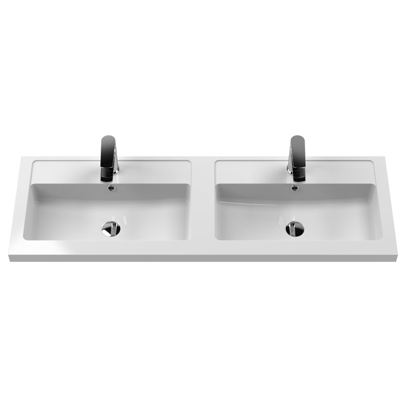 Havana 1205mm Double Bathroom Vanity with Drop In Poly Marble Basin