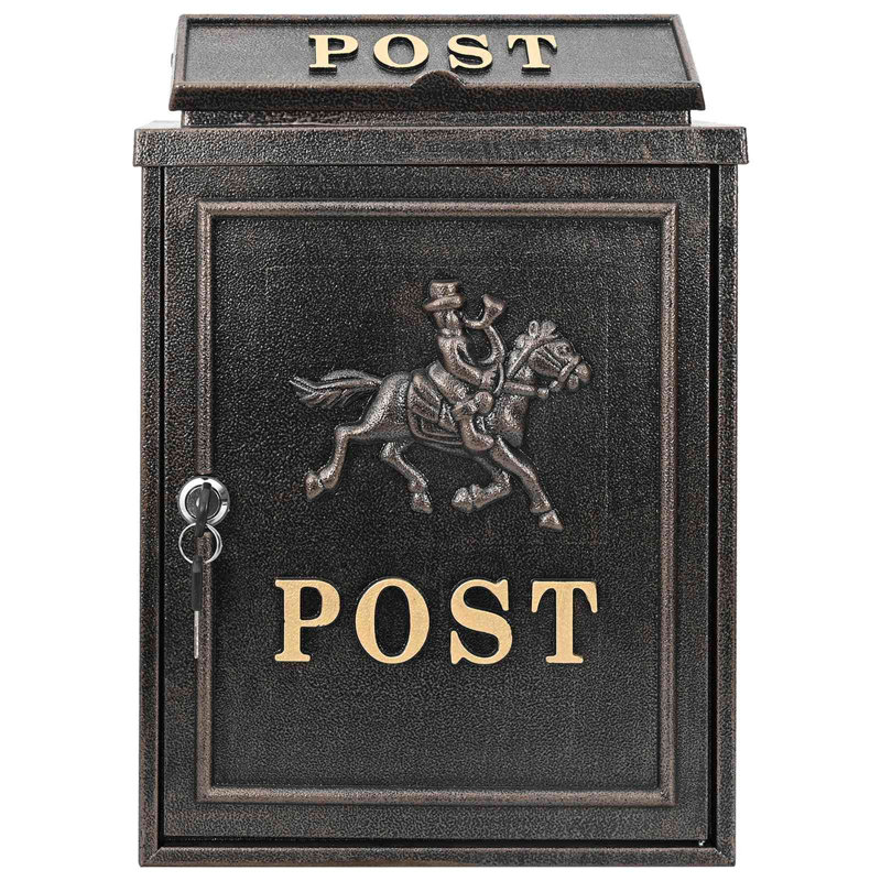 Cast Aluminum Wall Mounted Post Box, Bronze