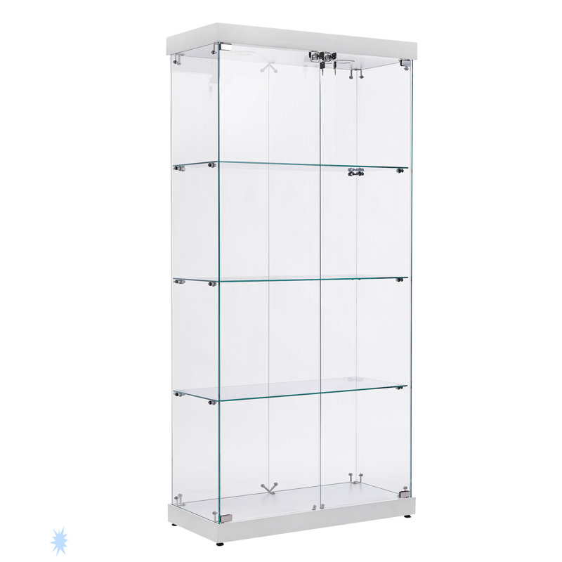 Vitrine à 4 niveaux en verre, Blanc