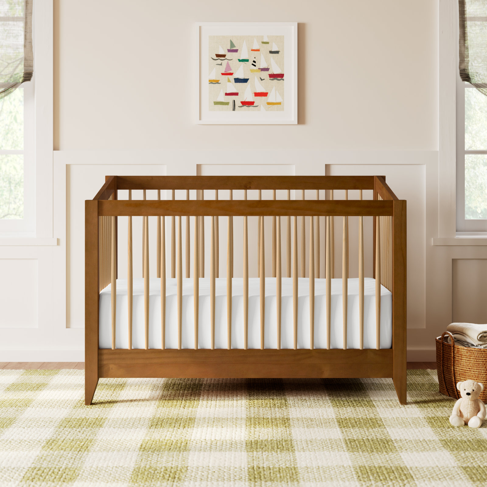 Sprout Pine 4-in-1 Convertible Crib, Chestnut/Natural