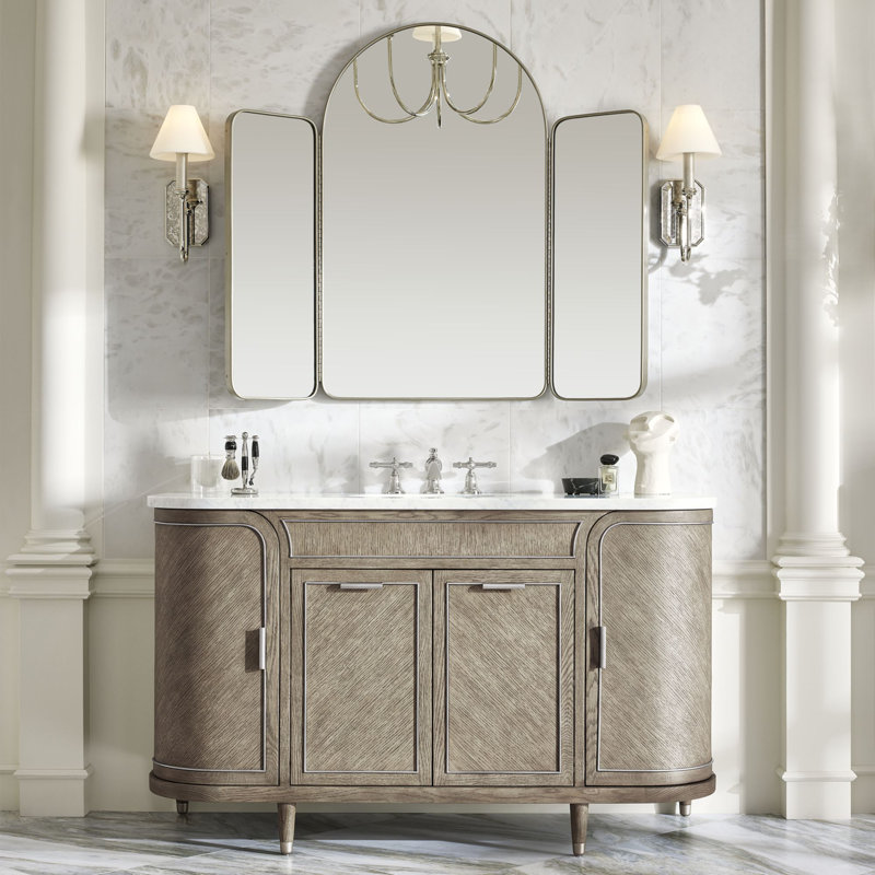 Rosebrook Vanity And Quartz Stone Vanity Top, White Zeus Extreme, Brushed Pewter, Gray Oak