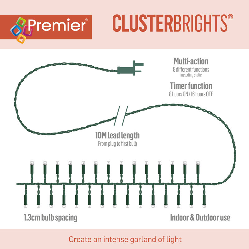 480 Multi Action Cluster String Lights, Warm White