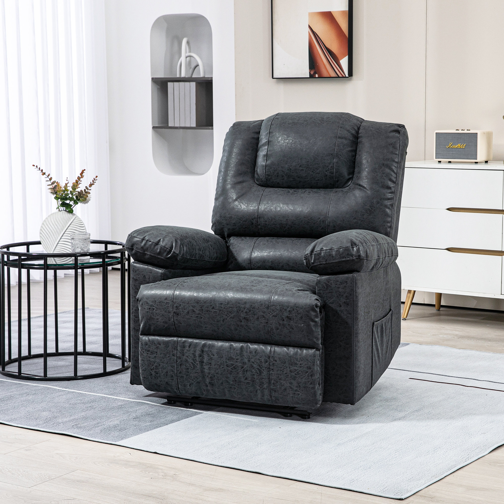 Ebern Designs Fauteuil inclinable électrique en cuir Richella - Wayfair ...