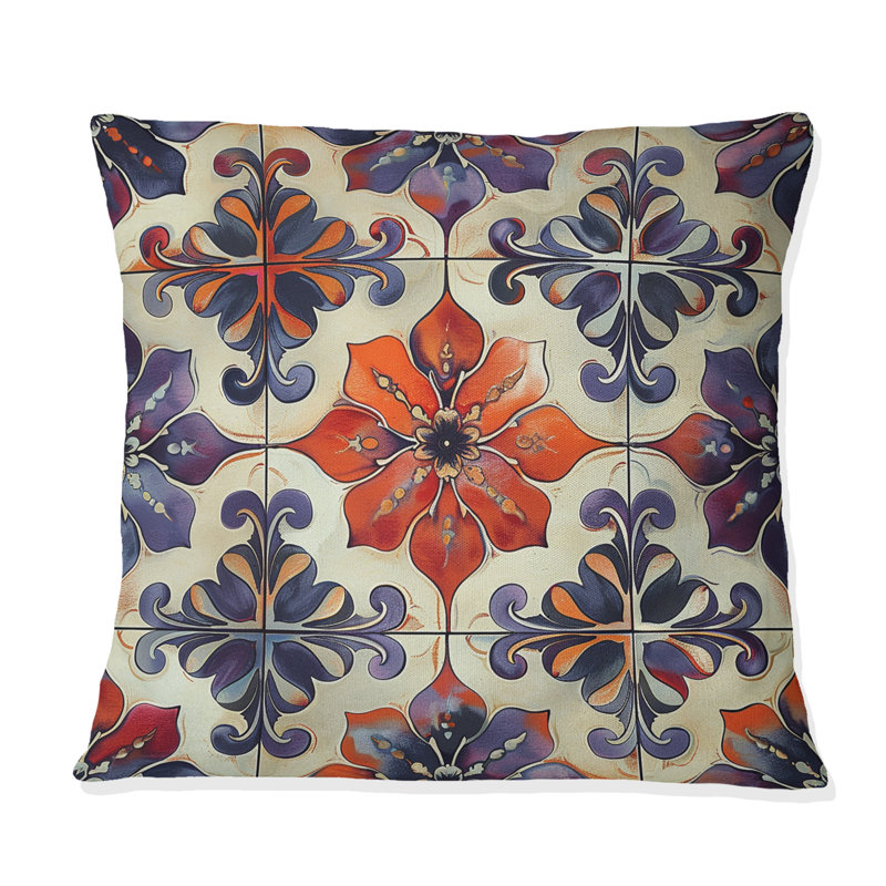 Purple Boho Chic Tiles I - Boho Throw Pillow, 18"H x 18"W