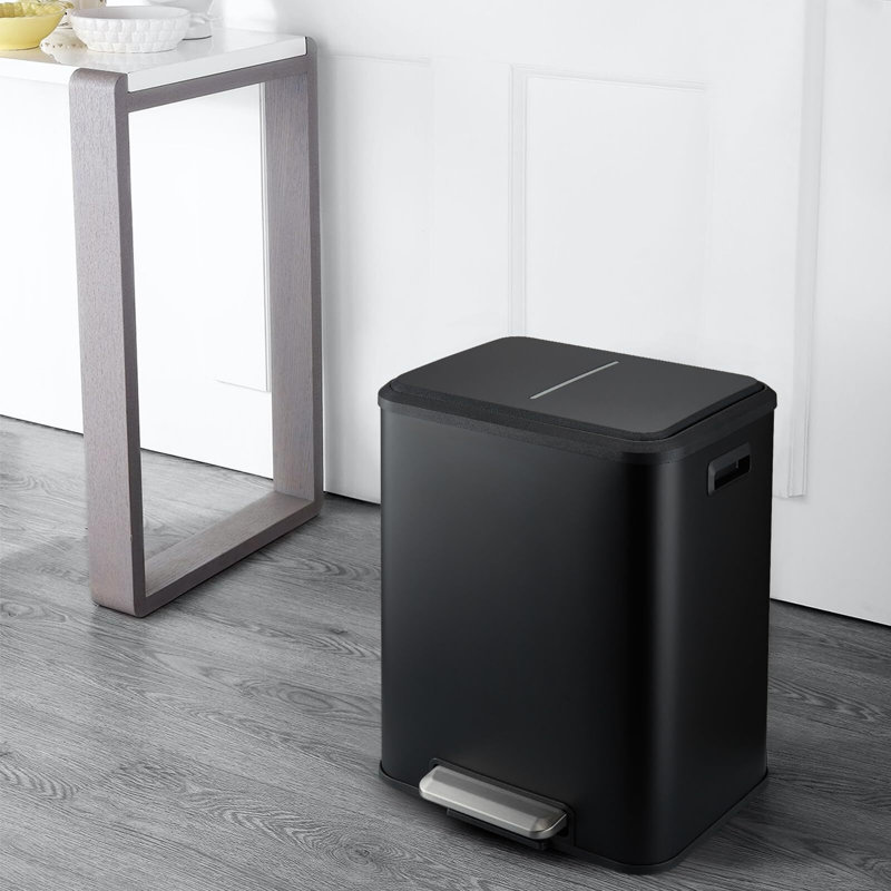 Poubelle et poubelle de recyclage multi-compartiments 8 gallons, Noir